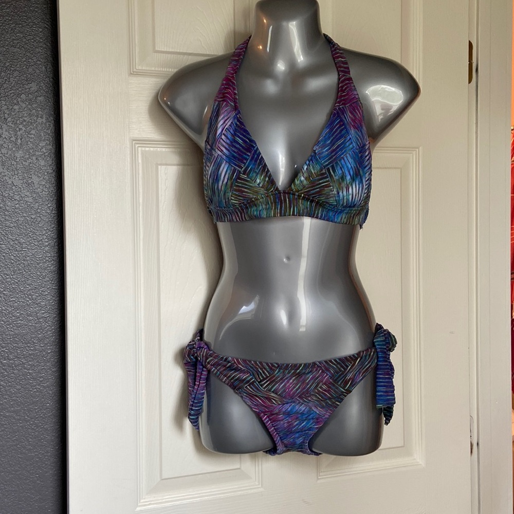 Lucky Brand bikini. Beautiful purple, blue, maroon tie die. Size S